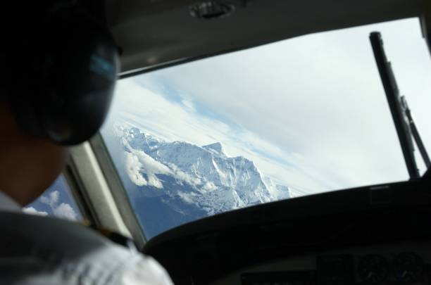 Aerial view of Himalayas from mountain flight Nepal